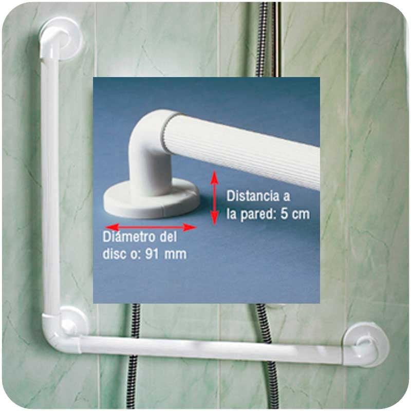 Asidero de Baño 61x61cm Angulo 90ª Estriado Blanco
