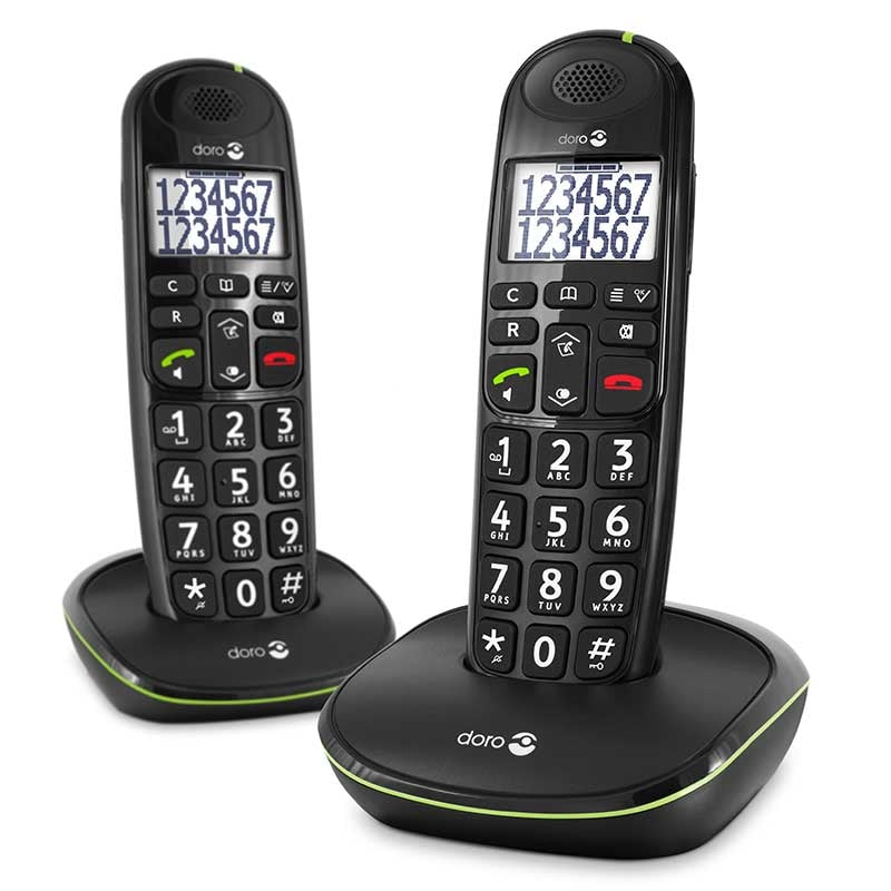 Doro PhoneEasy 110 Duo - Teléfono Inalámbrico Teclas Parlantes -Negro- — Doro