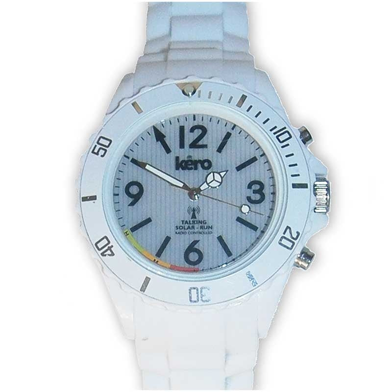 Reloj de Pulsera Parlante Atomico Solar -Blanco- — Kero