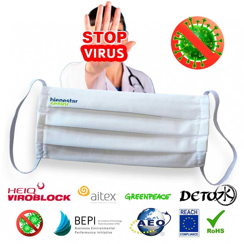 Mascarilla Reutilizable Antiviral Blanca — Bienestar Senior